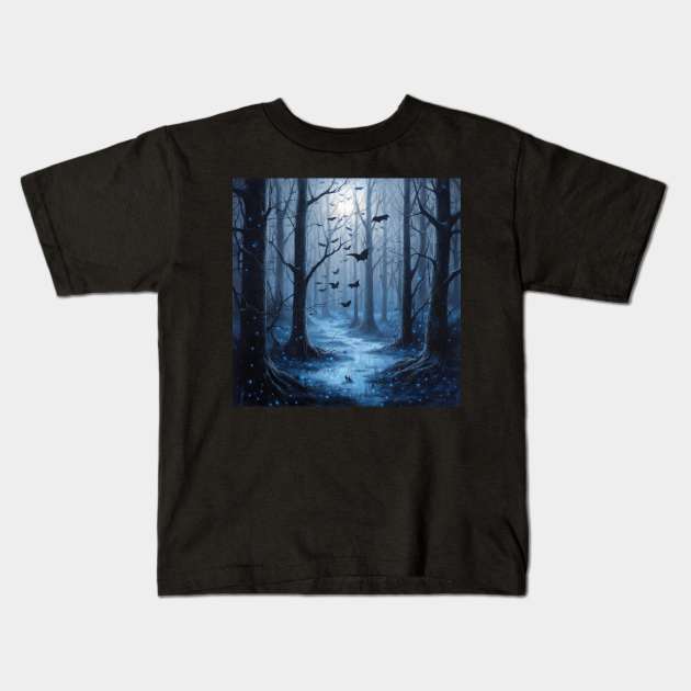 Bat Forest Kids T-Shirt by Enchanted Reverie